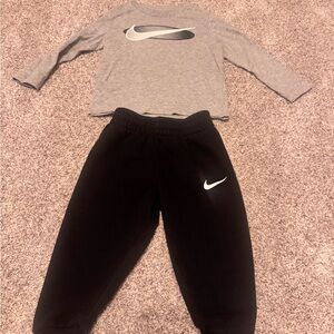 Nike Kids Gray Top and Black Joggers Set